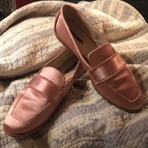 Zara Basic Collection satin fringe loafers